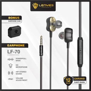 Headset LENYES LF70 Double Dynamic HIFI EXTRA BASS stereo music gaming telfon daily earphone with microphone original