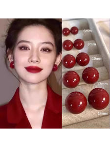 Pianist | Women Elegant Red Pearl Silver Earrings