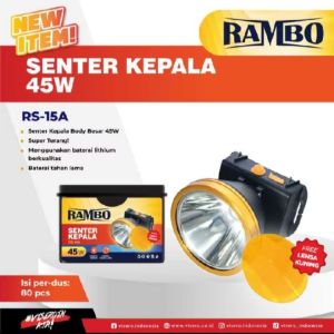 Senter Kepala RAMBO RS-15A 45Watt.Cahaya Putih. Sangat Terang