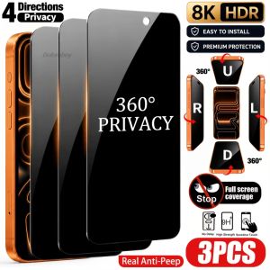 1-3PCS 360 Degree Privacy Screen Protectors for iPhone 18 Pro 17 Pro Max 16 15 14 13 iPhone Ultra Anti-Spy Tempered Glass Film