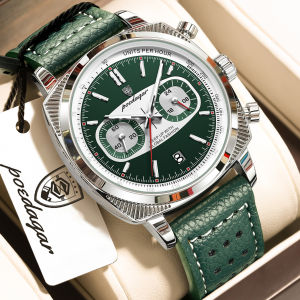 POEDAGAR Fashion Men Clock Luminous Waterproof Chronograph Date Casual Male Wristwatch Luxury Leather Quartz Mens Watches Reloj