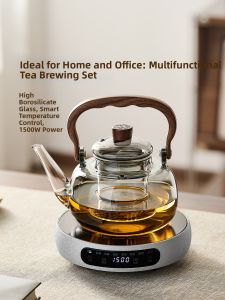 YIHUTEA | New Home Glass Teapot with Electric Warmer Set