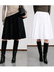 Simple Pure Color Mid-Length Sporty Womens A-Line Skirt Spring 2025 New Arrival THORNSAURA Casual Commute Cotton Skirt