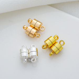 14K Gold-Plated Color Retention 18K Silver Cylindrical Strong Magnetic Buckle Bracelet Necklace Magnet Connection Buckle DIY Ornament Accessories