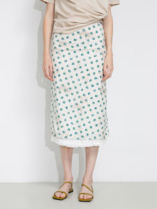 Romantic Sweet Laced Fake Two-piece Floral Split Skirt