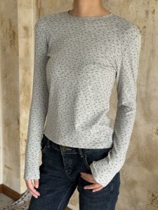 Áo Thun Dài Tay Ôm Vừa Vặn Cổ Điển Vintage Tang Dành Cho Nữ Áo Thun Dài Tay Mùa Hè Thường Ngày Áo Thun Cotton Pha Trộn