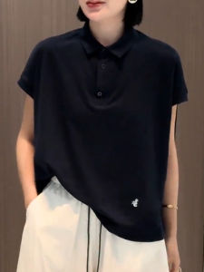 UYFY | Casual Style Short Sleeve Polo Shirt Womens Classic Versatile Embroidered Black College Style Summer New Leisure Match All