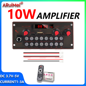 10W Bluetooth 5.1 Amplifier Board MP3 Decoder 3.7V-5V 1A-3A Audio Power Module with USB/TF/FM for DIY Home Speaker
