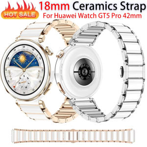 18mm Ceramic Strap for Huawei Watch GT5/4 41mm/GT5 Pro 42mm Womens bracelet wristband for Huawei Watch GT5 GT4 Metal Watchband