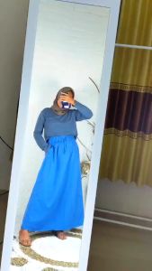 Rok Jeans Jumbo Pinggang Karet Bahan Jeans Tebal Nyaman Dipakai