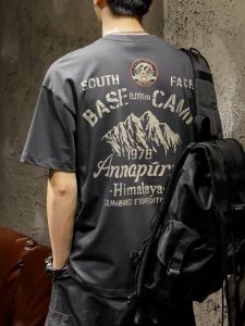 Heavy Weight Pure Cotton Japanese Style Retro Short Sleeve T-Shirt Men Summer Fashion Brand Ins Loose Plus Size Boys Half-Sleeve T-shirt