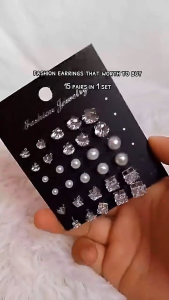 12 Pair/lot White Cubic Zirconia Earrings Men Women Stainless Steel Round Zircon Stud Earrings