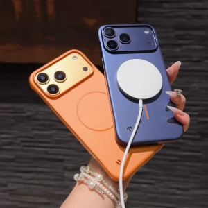 For Magsafe Ultra Thin Metallic Paint Frameless Magnetic Case for iPhone 17 Air 16 15 14 13 12 17 Pro Max Plus Cooling PC Cover