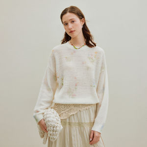 INMAN | Áo Sweater Knit Rộng In Hoa Cổ Tròn