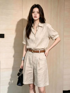 DANTING | Elegant Linen Shirt and Shorts Set 2PC