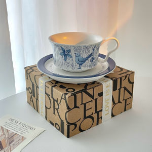 Bộ Cốc Cà Phê Gốm Sứ Họa Tiết Hoa Xanh Trung Hoa Cổ Điển Bộ Đĩa Đựng Cà Phê Thiết Kế Sang Trọng Quà Tặng Sinh Nhật Tích Hợp Chức Năng