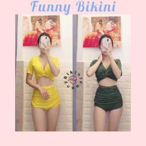 Bikini đồ bơi nữ đi biển 2 mảnh xoắn ngực cá tính che khuyết điểm FUNNY BIKINI MS-35