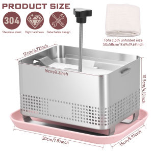 Tofu Press Mould 304 Stainless Steel Cheese Making Molds Homemade Tofu Mold Set with Trays Filter Cloth for Kitchen Accessories