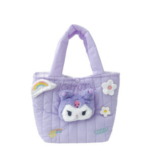 การ์ตูน Kuromi ตุ๊กตากระเป๋าถือสาวสดขาออกแบบพกพากระเป๋าเก็บของมือถือ