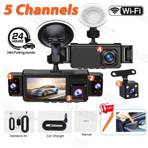 Dashcam Pro 5 Cameras WiFi Rotatable Lens 1080P Full HD Parking Monitoring Car DVR G-Sensor Night Vision for Car SUV Truck Van
