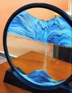 【Ships From Manila】Moving Sand Art Picture Round Glass 3D Deep Sea Sandscape in Motion Display Flowing Sand Frame
