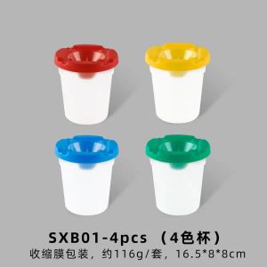 Childrens Painting Set 10 Colors Plastic Bristle Brush Graffiti Drawing Paint Cup Set Educational Art Supplies