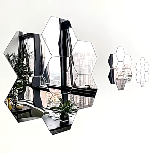 Stiker Cermin Dinding Hexagonal Anti Pecah Dekorasi Ruangan Mirror Wall Decoration D5005