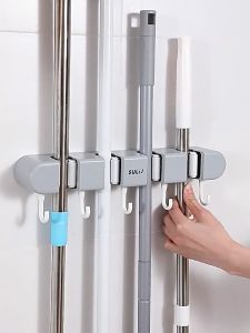 免打孔挂拖把/卡座拖把夹 Mop wall hanging clip Bathroom kitchen balcony Wall Storage Hanger Wall Hanging Broom Organizer Pemegang Penyapu