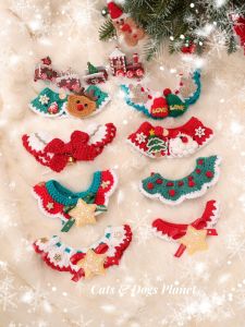 Cat Scarf Christmas Bib New Year Scarf Golden Gradually Layer German Bow Tie Collar Saliva Towel Pet Puppy Teddy