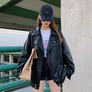 Cleanfit Premium Short Shoulder Padded Mens Leather Jacket Spring Autumn Fashion Casual Loose Fit Metal Decorated Zipper