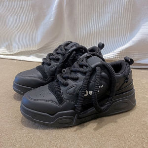 Fall 2024 Couples Dad Shoes Thick Bottom Heightening Fashionable Casual Board Shoes Mesh Lining Artificial Leather And Fabric