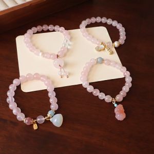 Natural Crystal Pea  Style Chinese Design Bracelet Lotus Seed Pea Pendant Hand Jewelry Sensation Crystal Bracelet