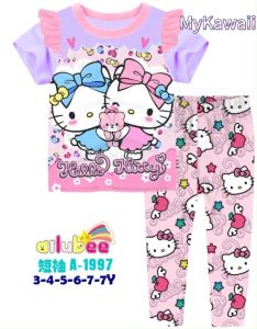 【SIZE 6Y 7Y 11Y 12Y】Ailubee Pyjamas Pajamas KITTY A1997 B1997 Girl Night Wear Nightwear Baju Tidur Tidor Kanak Kanak-Kanak Budak Perempuan