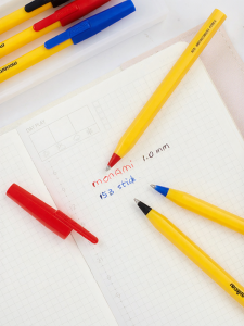 Monami | Portable 1.0mm Bullet Tip Yellow Ballpoint Pen for Writing and Drawing 1.0mm