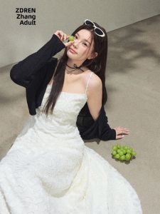 ZHANGDAREN | Đầm Dây Trắng Elegance Slimming Plus Size