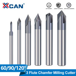 XCAN 3 Flutes Chamfer Milling Cutter 60/90/120 Degrees Carbide Chamfering End Mill V Groove Router Bit 2-12mm CNC Milling Tool