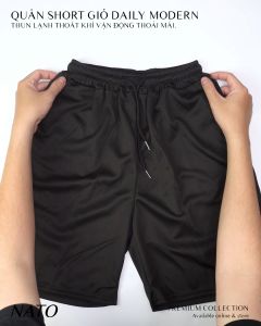 Quần Short SHORTS Thể Thao Nam Vải Cotton Thun Lạnh Gió Có Túi Xịn Trơn Màu Đen Có Lỗ Dây Co Giãn Đẹp Quần Ngắn Đùi NATO