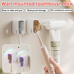 Toothbrush Rack Wall Mounted Simple with Cover Dust-Proof Punch-Free 2025 Toothbrush Rack Electric Toothbrush Rack New