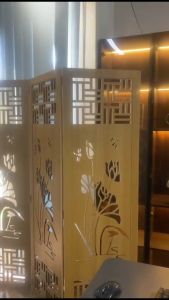 (3-4 tấm) Vách bình phong hoa văn hoa sen vách ngăn phòng khách phòng ngủ tiện lợi chất liệu gỗ MDF phủ melamin-TDVN23