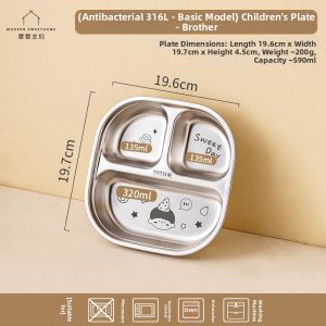 MODERN SWEETHOME | Suction Sectioned Toddlers Plate 316L Stainless Steel
