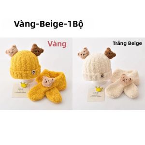 Bộ Mũ Và Khăn Quàng Cổ Dày Mùa Đông Hình Gấu Dễ Thương Dành Cho Bé Trai Và Bé Gái Chất Liệu Lông Cừu Giữ Ấm Chống Gió Phụ Kiện Chụp Ảnh Sơ Sinh