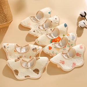 P&N 1 Piece bé yếm mới thấm nước bọt khăn bông không thấm nước gạc sơ sinh ợ vải Bandana khăn cho bé trai cô gái ăn yếm