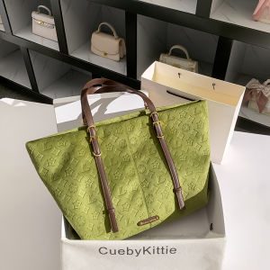 Cueby Kittie Vintage Velvet Tote Bag Large Capacity Single Shoulder Commuter Bag for Women Stylish New 2025 Fashion Trend