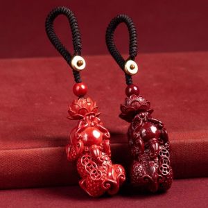 Lucky Charm Car Keychain Zhu Sand Purple Gold Lotus Xi Wang Key Pendant Safe Year Amulet Wealth Preservation Creative Gift