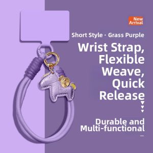 Braided Short Womens Phone Strap Anti-Lose Orange