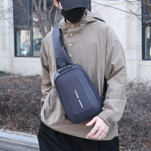 Hard Case Mens Bags Password Lock Chest Bag Men Shoulder Bag Messenger Bag Casual Oblique Bag Motorcycle Bag Trendy Summer Backpack