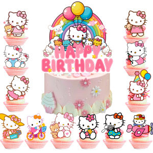 Sanrio | Hello Kitty Cake Topper24pcs Hello Kitty Cupcake Toppers+1pcs Hello Kitty Birthday Cake Topper for Hello Kitty Party Decoration