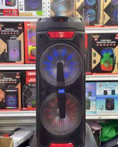 BIGGEST 12VOLTS  33INCH KARAOKE PORTABLE BLUETOOTH SPEAKER AUXIN FMRADIO FREE 2PCS WIRELESS MIC REMOTE