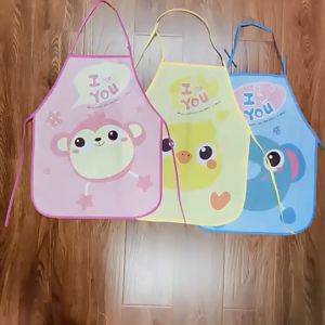 Cartoon Apron Sleeveless Waterproof and Oil-proof Kitchen Cooking Children's Painting Apron