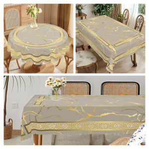 1 Piece Marble Printed Round Tablecloth Multiple Sizes Available Gilt Marble Pattern Printed Tablecloth Edge Embossing Process Daily Garden Tablecloth Decoration Tablecloth for Daily Home Kitchen Terrace Use Summer and Autumn Table Decoration